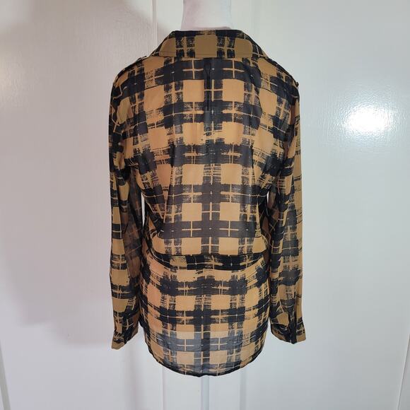 Calvin Klein Size XS NEW Contemporary Sheer Button Up Blouse Front Patch Pockets - Picture 4 of 10